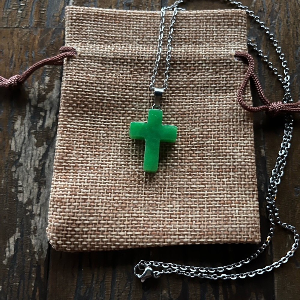 Malaysian Jade Necklace Crystal Cross Necklace Boho Jewelry Hippie Necklace